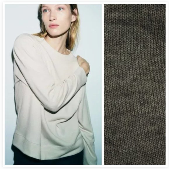 ZARA GRAY PREMIUM WOOL BLEND SWEATSHIRT - Picture 1 of 5